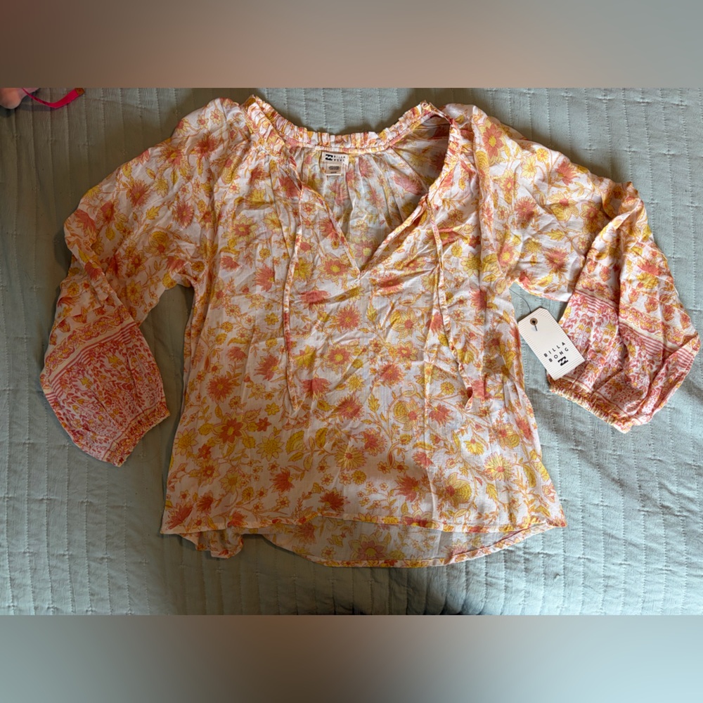 Billabong White, Orange, Yellow Floral Top